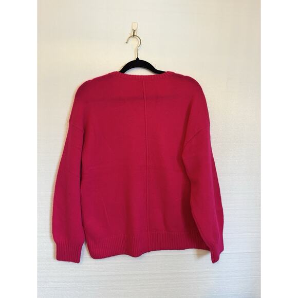 Vince Camuto Pink Pullover Oversized Knit Sweater SZ S Cozy Essential V Neck - Picture 2 of 6